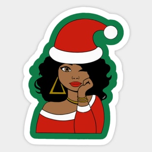 Afro Santa Claus Black Girl Magic Ugly Christmas Sticker